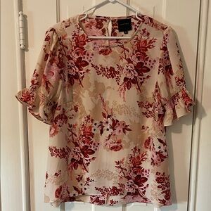 Alex Marie Red and Pink Floral Blouse